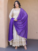 Stunning Purple Lace Work Silk Event Wear Gown With Dupatta