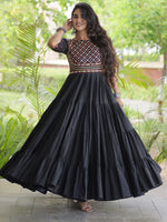 Beautiful Black Gota Laced Cotton Navratri Special Gown