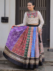 Elegant Multi-Color Digital Printed Cotton Navaratri Wear Lehenga Choli