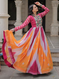 Precious Multi-Color Bandhani Printed Georgette Navratri Wear Gown