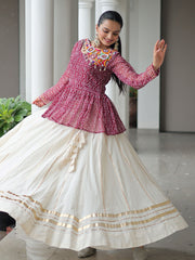 Stylish Red Bandhani Printed Navratri Wear Lehenga Choli