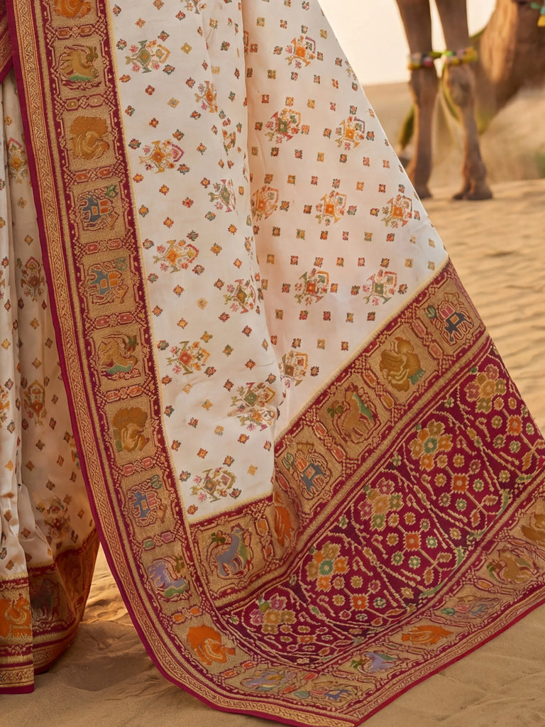 Outstanding Maroon Zari Weaving Silk Function Wear Saree With Blouse