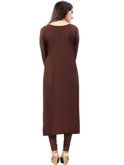 Yellow-Brown Digital Floral Printed Crepe Readymade Kurti