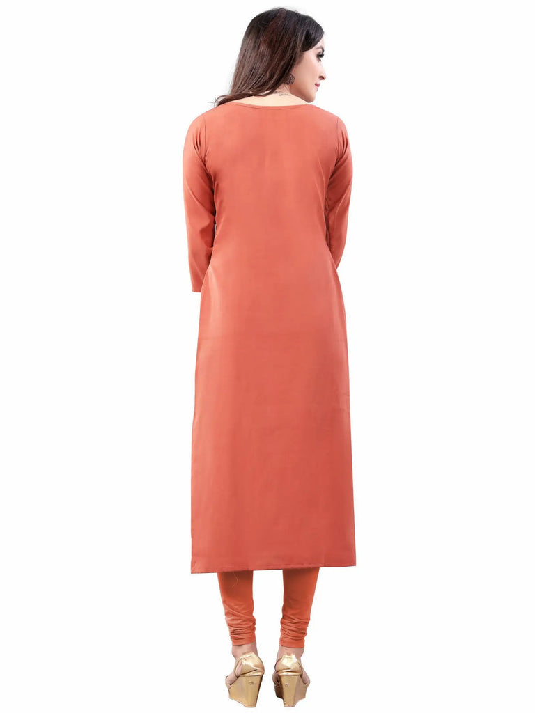 Pink-Peach Digital Floral Printed Crepe Readymade Kurti