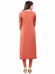 Pink-Peach Digital Floral Printed Crepe Readymade Kurti