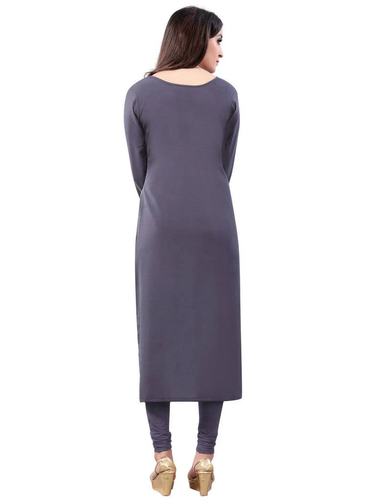 Gray Digital Floral Printed Crepe Readymade Kurti