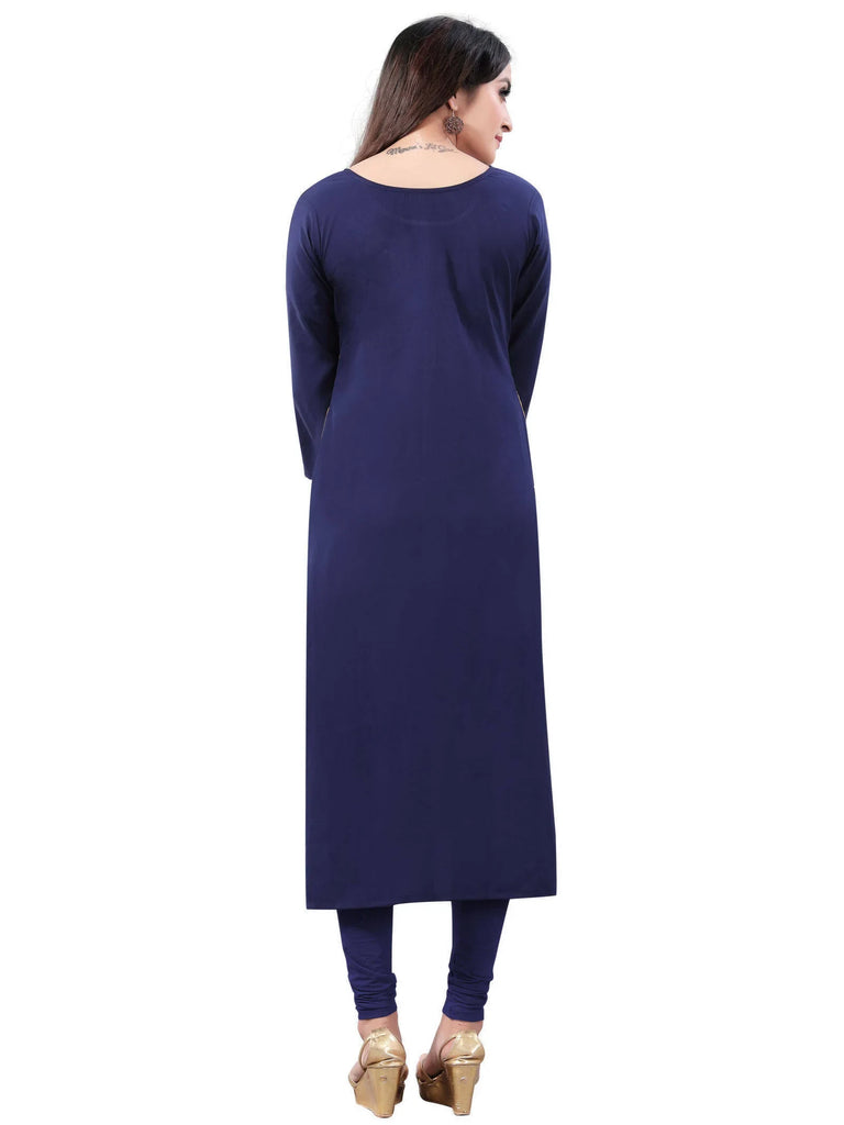 Yellow-Navy Blue Digital Floral Printed Crepe Readymade Kurti