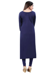 Yellow-Navy Blue Digital Floral Printed Crepe Readymade Kurti