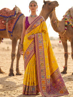 Wonderful Mustard Zari Weaving Silk Festival Wear Saree With Blouse