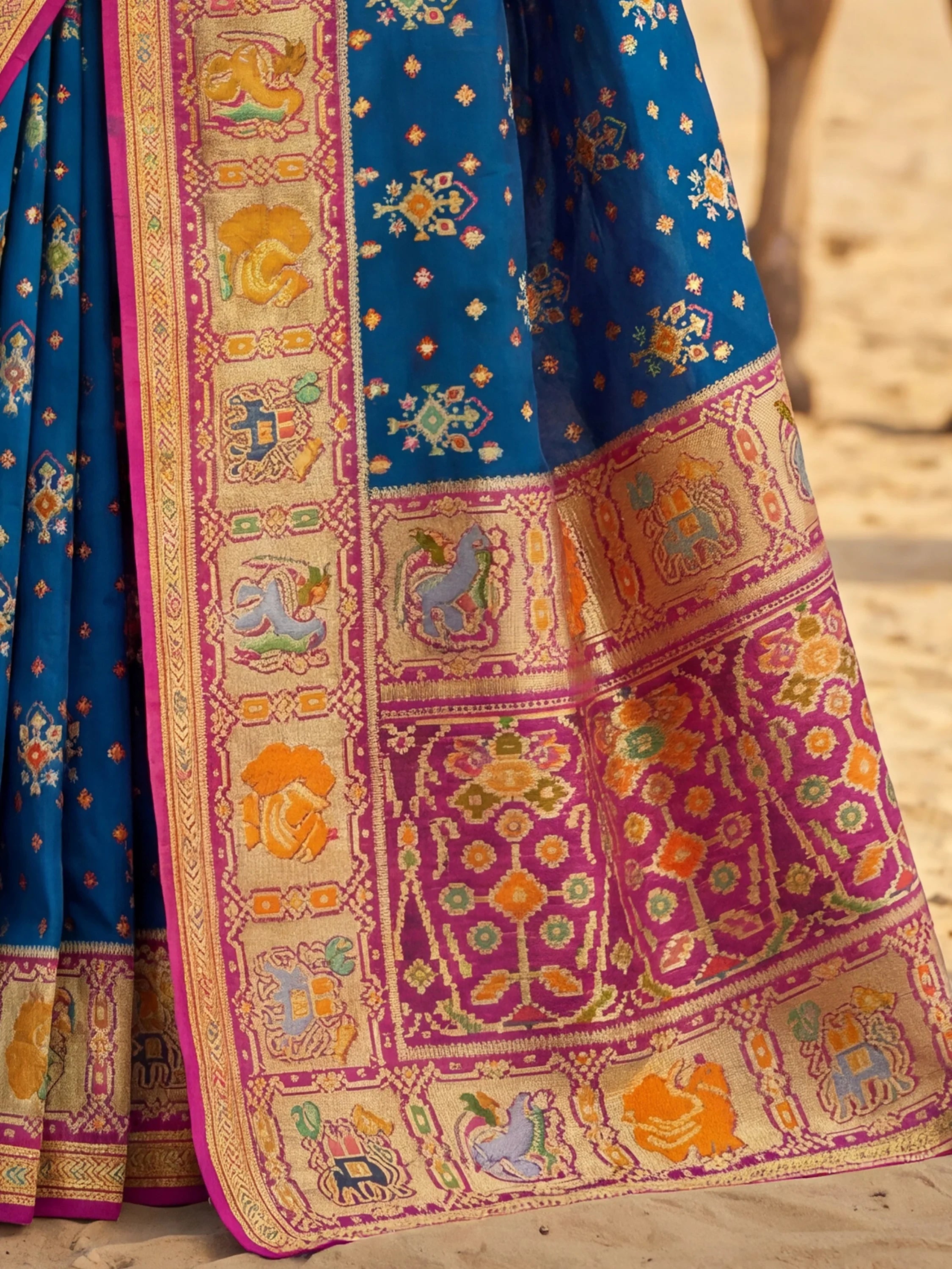 Incredible Teal Blue Zari Weaving Silk Wedding Wear Saree With Blouse