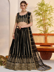 Fantastic Black Sequins Net Reception Wear Lehenga Choli With Dupatta