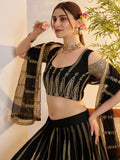 Fantastic Black Sequins Net Reception Wear Lehenga Choli With Dupatta