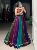 Wonderful Multi-Color Rayon Navratri Lehenga With Gamthi Work Choli