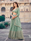 Stunning Green Georgette Sequins Embroidered Event Wear Lehenga Choli