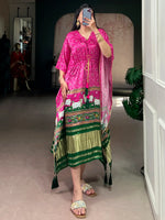 Statuesque Pink Digital Printed Gaji Silk Function Wear Kaftan