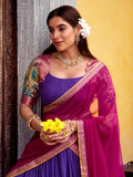 Captivating Purple Zari Weaving Festival Wear Half Saree Lehenga