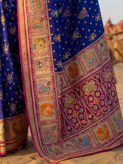 Outstanding Purple Zari Weaving Silk Function Wear Saree With Blouse