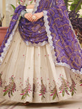 Stunning Purple Pure Tissue Silk Sequins Work Lehenga Choli