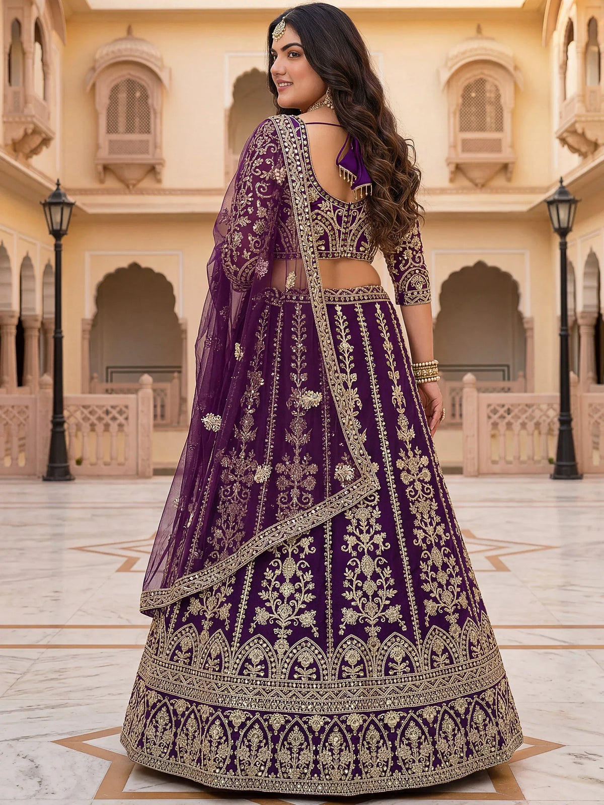 Precious Wine Embroidered Net Engagement Wear Plus Size Lehenga Choli