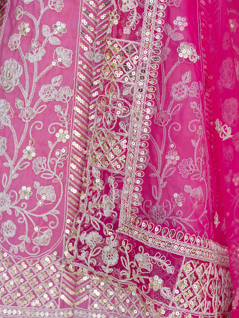 Graceful Pink Coding Embroidery Crepe Engagement Wear Lehenga Choli