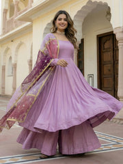 Dazzling Pink Silk Festival Wear Palazzo Suit With Sequins Dupatta