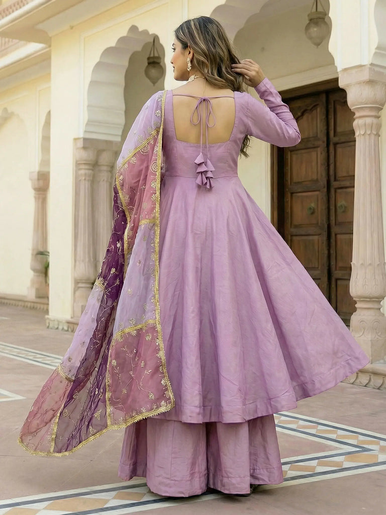 Dazzling Pink Silk Festival Wear Palazzo Suit With Sequins Dupatta