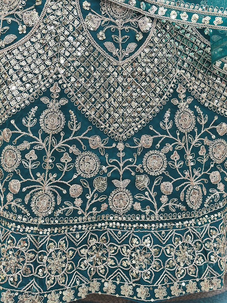 Notable Sea Green Sequins Net Reception Wear Lehenga Choli