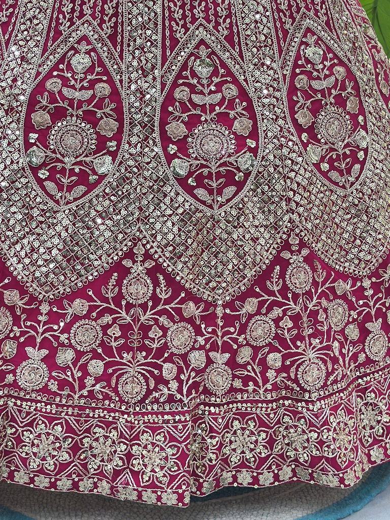 Shiny Pink Codding Embroidery Net Engagement Wear Lehenga With Blouse