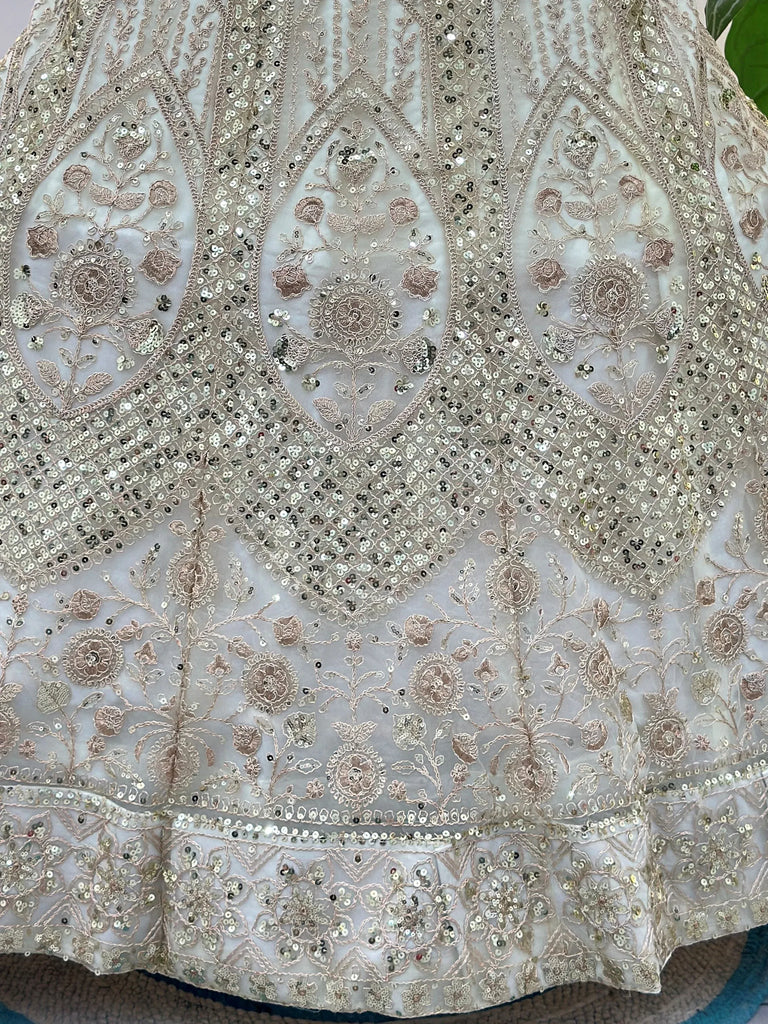 Gorgeous White Embroidered Net Party Wear Lehenga Choli With Dupatta