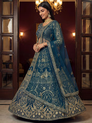 Captivating Blue Sequins Net Reception Wear Lehenga Choli