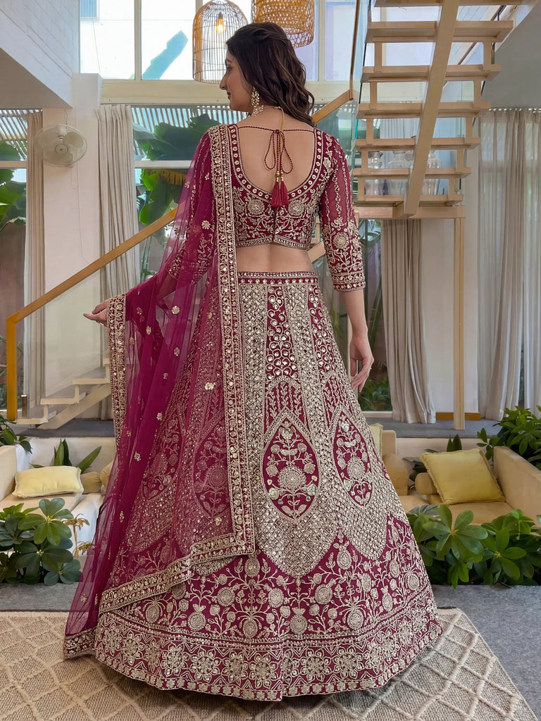 Shiny Pink Codding Embroidery Net Engagement Wear Lehenga With Blouse