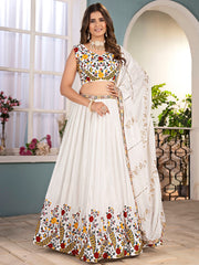 Fantastic Off-White Embroidered Net Wedding Wear Lehenga Choli