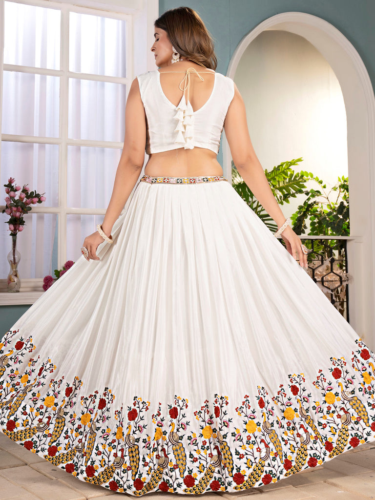 Fantastic Off-White Embroidered Net Wedding Wear Lehenga Choli