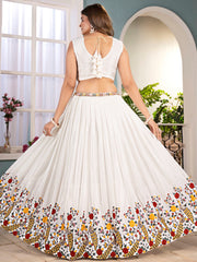 Fantastic Off-White Embroidered Net Wedding Wear Lehenga Choli