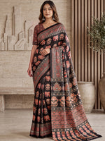 Dazzling Black Digital Printed Crepe Silk Party Wear Saree With Blouse
