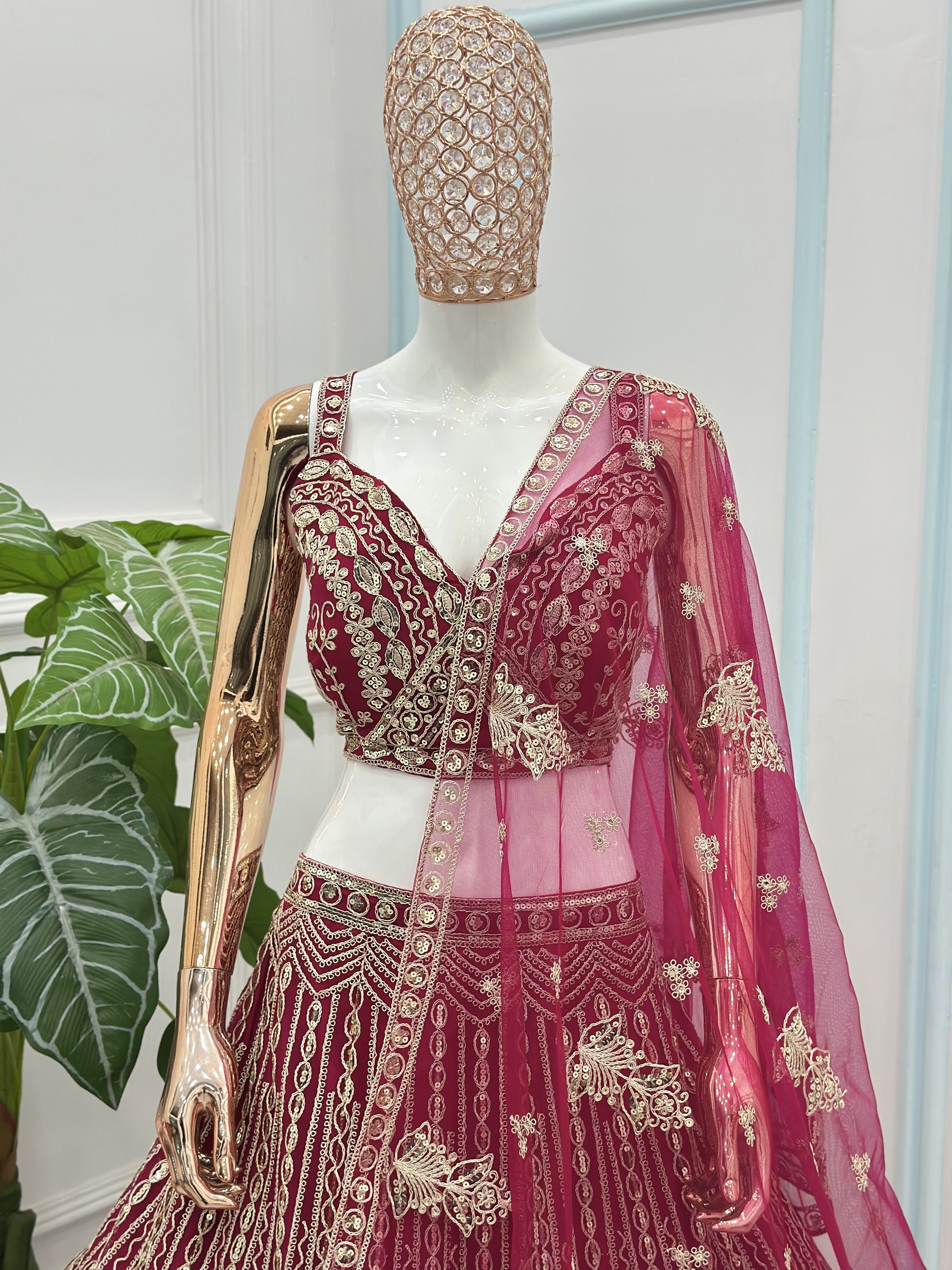 Terrific Pink Codding Embroidered Net Engagement Wear Lehenga Choli