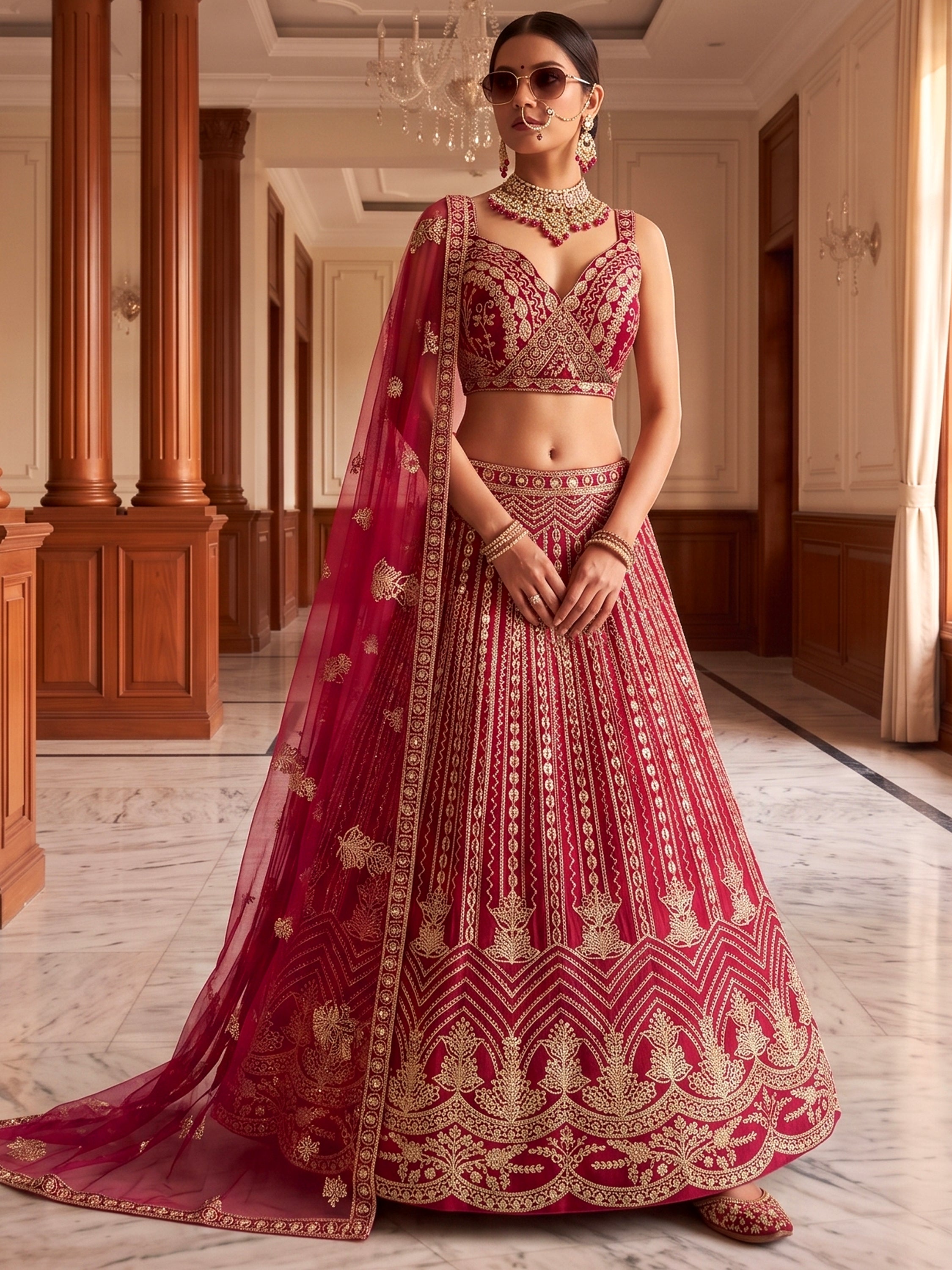 Terrific Pink Codding Embroidered Net Engagement Wear Lehenga Choli