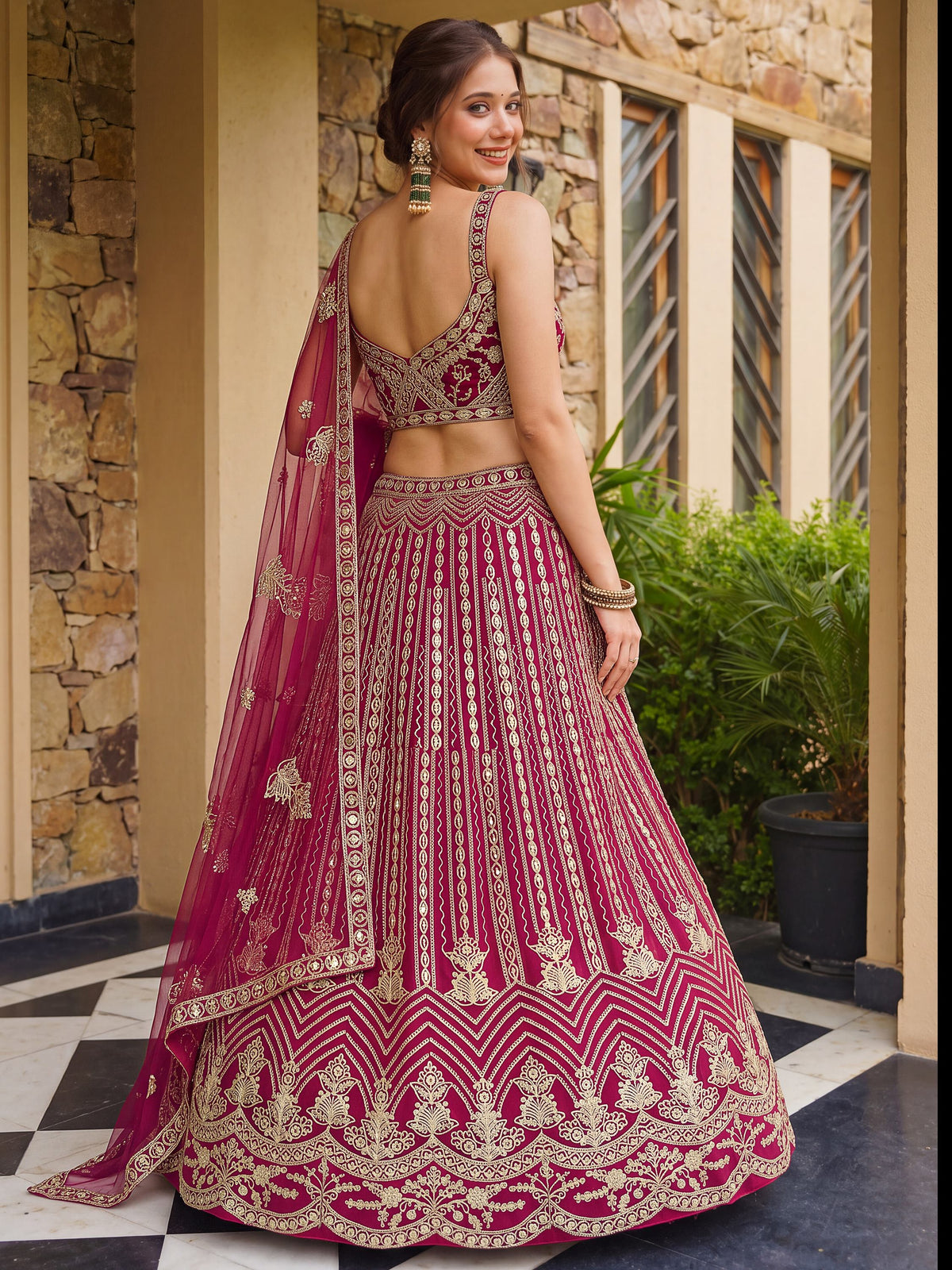 Terrific Pink Codding Embroidered Net Engagement Wear Lehenga Choli
