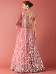 Fantastic Pink Sequins Net Reception Wear Lehenga Choli With Dupatta