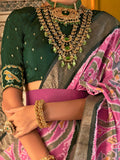 Striking Pink Patola Printed Traditional Silk Saree With Blouse