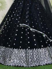 Enchanting Black Net Sequins Work Party Wear Lehenga Choli