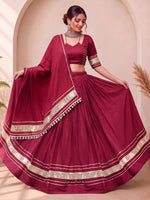Radiant Maroon Gota Work Cotton Navratri Wear Lehenga Choli With Dupatta