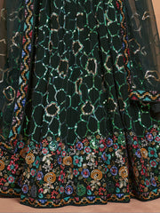 Mesmerizing Green Sequins Georgette Mehendi Wear Lehenga Choli