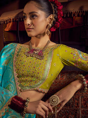 Charming Sky-Blue Zari Weaving Silk Festival Wear Saree With Blouse