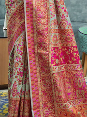 Awesome Pista Green Weaving Silk Reception Wear Saree