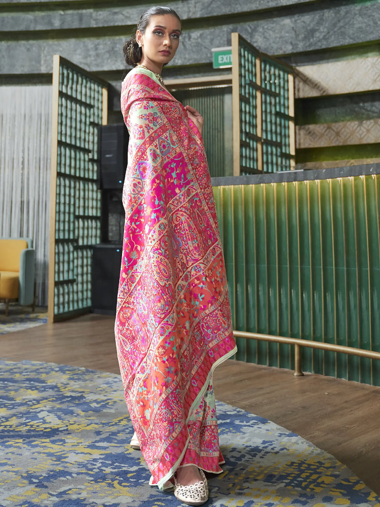 Amazing Green Weaving Silk Wedding Wear Saree With Blouse