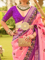 Precious Pink Patola Printed Silk Event Wear Saree With Blouse