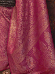 Gleaming Rani Pink Silk Zari Weaving Party Wear Saree With Blouse