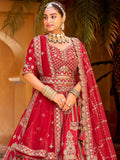 Attractive Red Hand Work Silk Bridal Lehenga Choli With Double Dupatta
