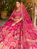 Superb Pink Embroidered Silk Bridal Wear Lehenga Choli With Double Dupatta